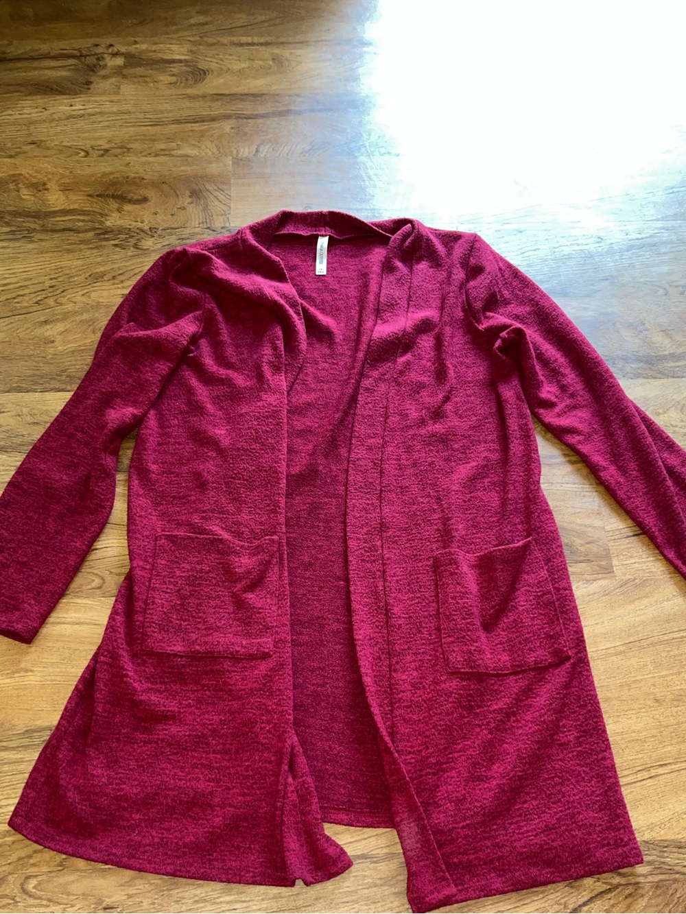 Zenana Outfitters Burgundy Long Line Cardigan Duster cardigan 1X
